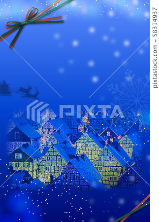 聖誕賀卡在白雪皚皚的小鎮A-2明信片大小 聖誕賀卡在白雪皚皚的小鎮A-2明信片大小 58314937