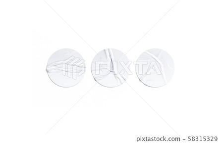Blank white round adhesive sticker mockup set, isolated Blank white round adhesive sticker mockup set, isolated 58315329