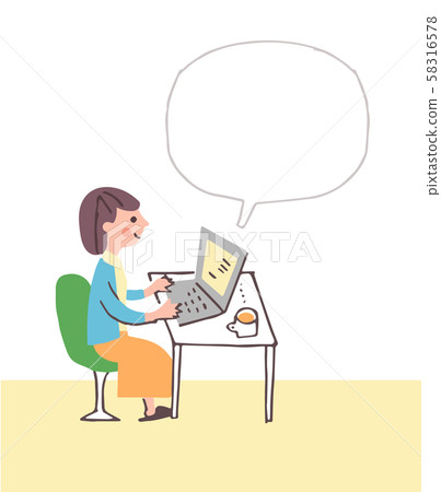 A woman operating a computer A woman operating a computer 58316578