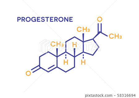 Progesterone hormone molecular formula. Human body hormones symbol 58316694