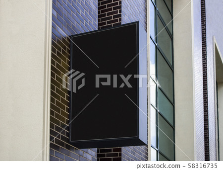 Blank black outdoor box mock up on brick wall mounted Blank black outdoor box mock up on brick wall mounted 58316735