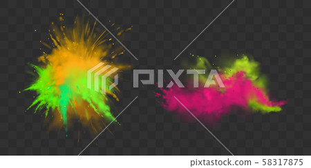 Powder Holi paints set isolated, dye for festival 58317875