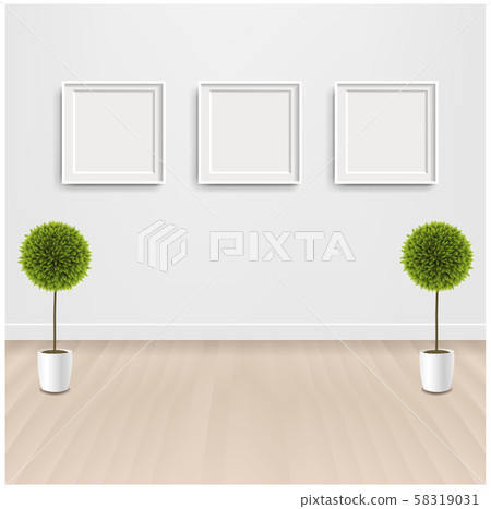 Green Flowers With And Picture Frame 58319031