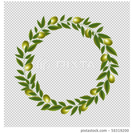 Green Olive Wreath Isolated transparent Background - Stock Illustration ...