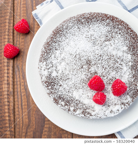 Chocolate sticky brownie cake, swedish dessert 58320040