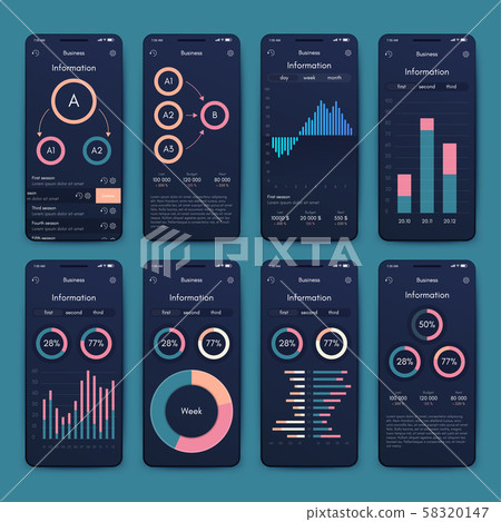 Different UI, UX, GUI screens and flat web icons for mobile apps Different UI, UX, GUI screens and flat web icons for mobile apps 58320147