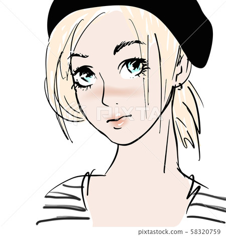 Portrait of young sailor girl, hand drawn in sketch style Portrait of young sailor girl, hand drawn in sketch style 58320759