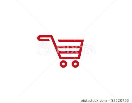 Red cart Shopping for logo design illustrator illustration on white background Red cart Shopping for logo design illustrator illustration on white background 58320793