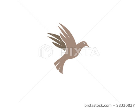 Bird dove open wings flying logo design illustration, pigeon icon design illustration on white background 58320827
