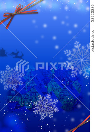 白雪皚皚的小鎮B-2中的聖誕賀卡明信片尺寸 58320886