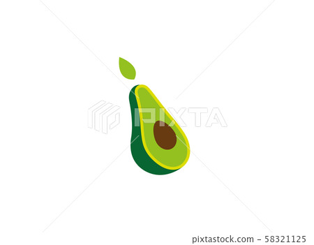 avocado face half of a piece and seed logo design illustration on white background avocado face half of a piece and seed logo design illustration on white background 58321125