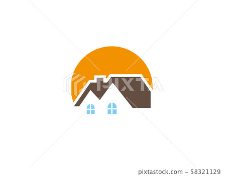 Home care logo with houses and big sun for logo design illustration on white background Home care logo with houses and big sun for logo design illustration on white background 58321129