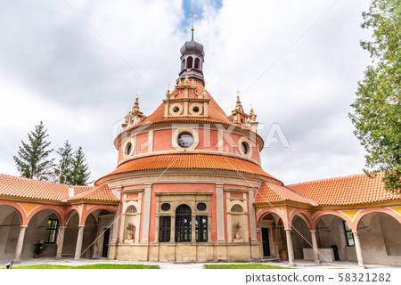 JINDRICHUV HRADEC, CZECH REPUBLIC - 27 JULY, 2019: Rondell Pavilion in Jindrichuv Hradec Castle JINDRICHUV HRADEC, CZECH REPUBLIC - 27 JULY, 2019: Rondell Pavilion in Jindrichuv Hradec Castle 58321282