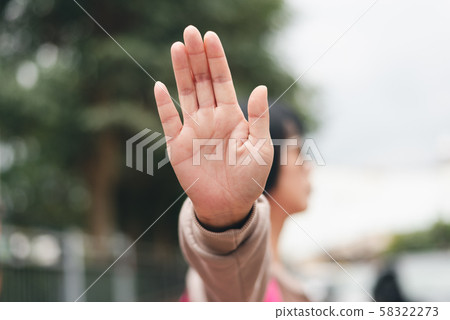 woman give you an stop sign woman give you an stop sign 58322273