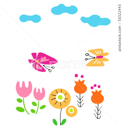 蝴蝶在花田中飛翔 蝴蝶在花田中飛翔 58322443