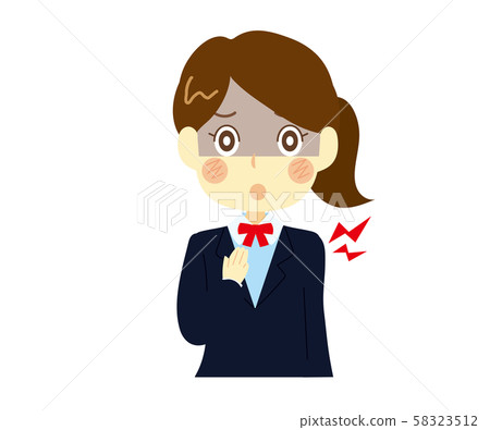 Illustration of a negative high school girl who is mentally damaged and pale. Illustration of a negative high school girl who is mentally damaged and pale. 58323512