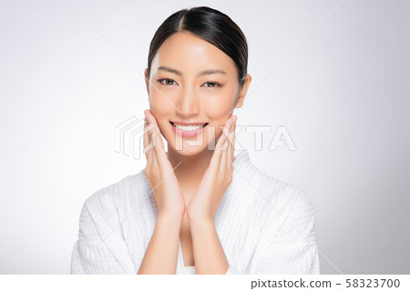 Beautiful Young Asian Woman with Clean Fresh Skin, Beautiful Young Asian Woman with Clean Fresh Skin, 58323700