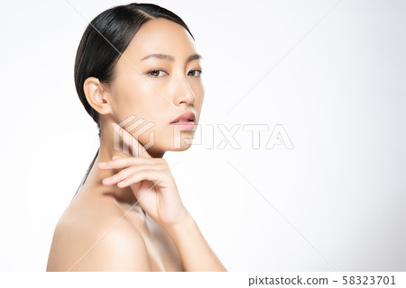 Beautiful Young Asian Woman with Clean Fresh Skin, Beautiful Young Asian Woman with Clean Fresh Skin, 58323701