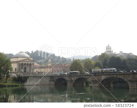 Vittorio Emanuele I Bridge over the Po River in Turin Vittorio Emanuele I Bridge over the Po River in Turin 58323724