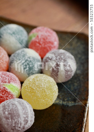 Colorful candy served on Japanese tableware Colorful candy served on Japanese tableware 58323755