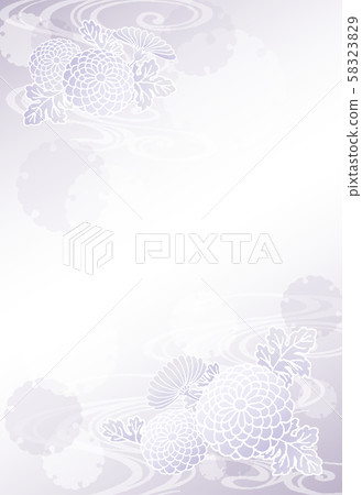 哀悼明信片背景材料：菊花雪環，流水rest，手繪，沒有字母 58323829