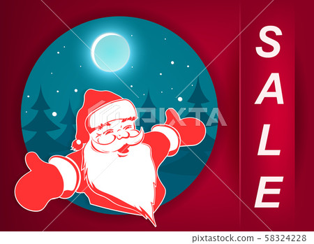 Christmas illustration of a pink hue with Santa Claus and text Christmas illustration of a pink hue with Santa Claus and text 58324228