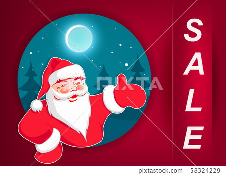 Christmas illustration of pink color with santa claus and text Christmas illustration of pink color with santa claus and text 58324229