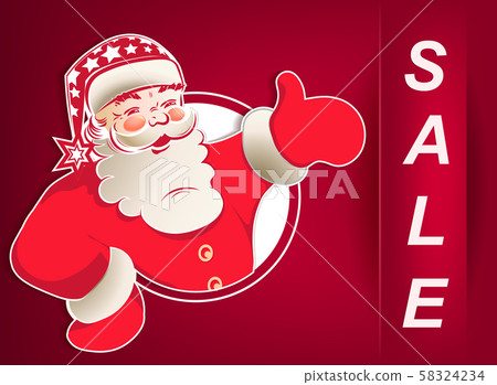 Christmas composition with Santa Claus with outstretched hand and text Christmas composition with Santa Claus with outstretched hand and text 58324234