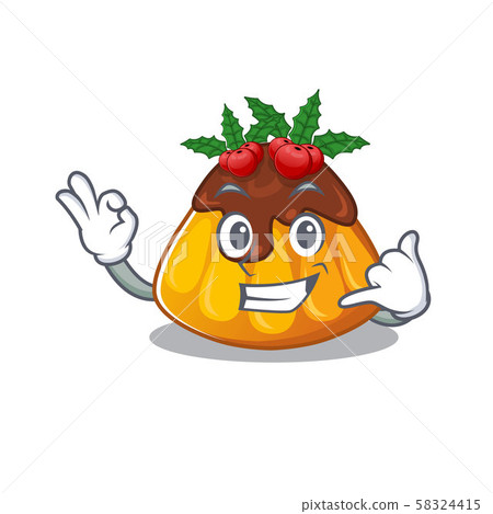 Call me christmas pudding refrigerated in cartoon fridge 58324415