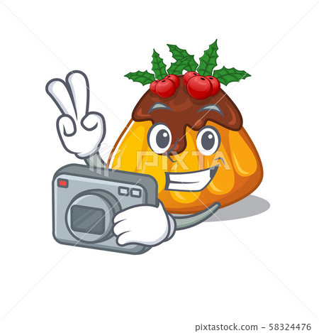Photographer christmas pudding with the character shape Photographer christmas pudding with the character shape 58324476