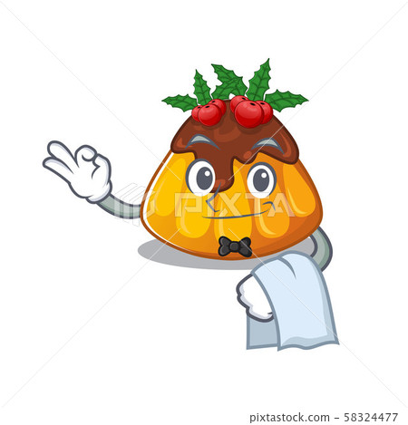 Waiter christmas pudding with the character shape Waiter christmas pudding with the character shape 58324477