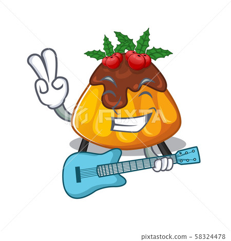 With guitar christmas pudding with the character shape With guitar christmas pudding with the character shape 58324478