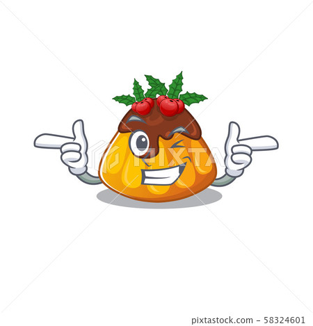 Wink Christmas Pudding Isolated With The Cartoon Stock Illustration 58324601 Pixta