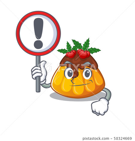 With sign christmas pudding served on mascot plate 58324669