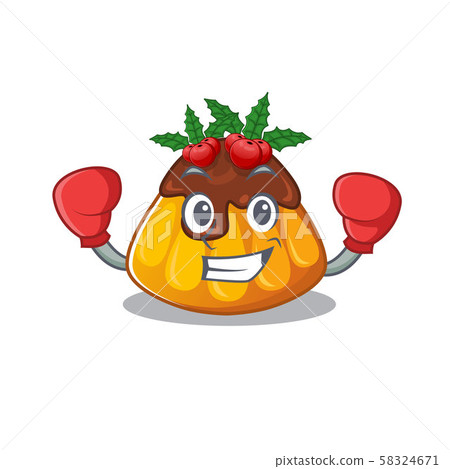 Boxing christmas pudding served on mascot plate Boxing christmas pudding served on mascot plate 58324671