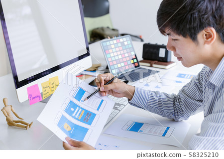 Cropped shot of creative UX UI designer developing Cropped shot of creative UX UI designer developing 58325210