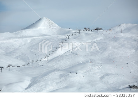 Skiing slopes from the top 58325357