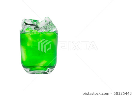 Drink green water with in glass isolated on white background. Copy space with clipping path Drink green water with in glass isolated on white background. Copy space with clipping path 58325443