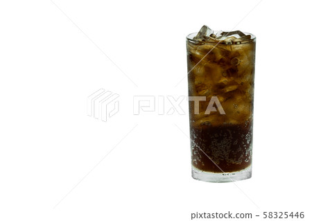 Drink cola with in glass isolated on white background. Copy space with clipping path Drink cola with in glass isolated on white background. Copy space with clipping path 58325446