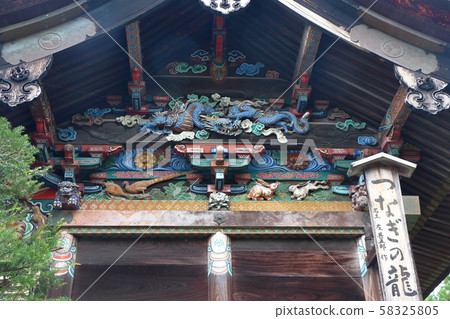Wood carving of animals detail from the Shinto Shrine at Chichibu Saitama Japan Wood carving of animals detail from the Shinto Shrine at Chichibu Saitama Japan 58325805