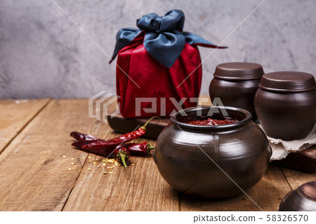 Concept of Korean traditional sauces, soy sauce, soybean paste and red pepper paste 006 Concept of Korean traditional sauces, soy sauce, soybean paste and red pepper paste 006 58326570