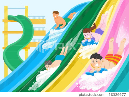 Summer holiday, summer vacation time in Aquapark illustration 014 Summer holiday, summer vacation time in Aquapark illustration 014 58326677