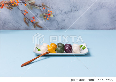 Concept of Korean traditional objects, wrapping cloth and refreshments. 017 58326699