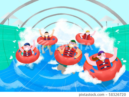 Summer holiday, summer vacation time in Aquapark illustration 001 Summer holiday, summer vacation time in Aquapark illustration 001 58326720