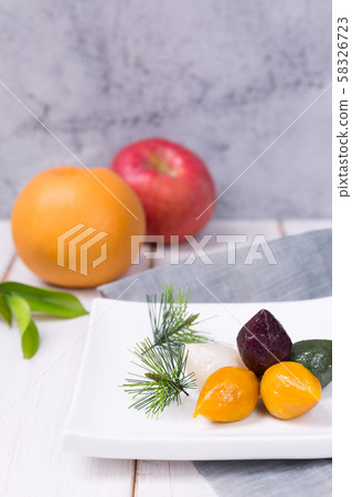 Concept of Korean traditional objects, wrapping cloth and refreshments. 027 Concept of Korean traditional objects, wrapping cloth and refreshments. 027 58326723