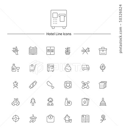 Hotel service line icon sets illustration 012 58326824