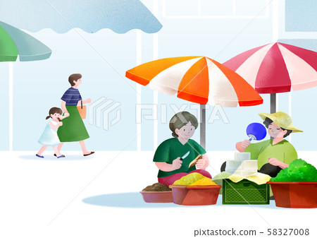 Local marketplace scene vector illustration 008 58327008