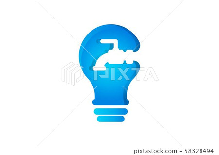 Bulb And Water Pipe Faucet Plumbing Idea Logo Stock