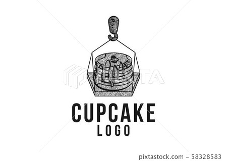 hand drawn melted cupcake, and crane logo Designs 58328583