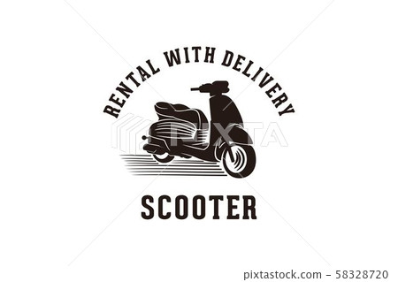 vintage scooter, rental, fast delivery logo 58328720